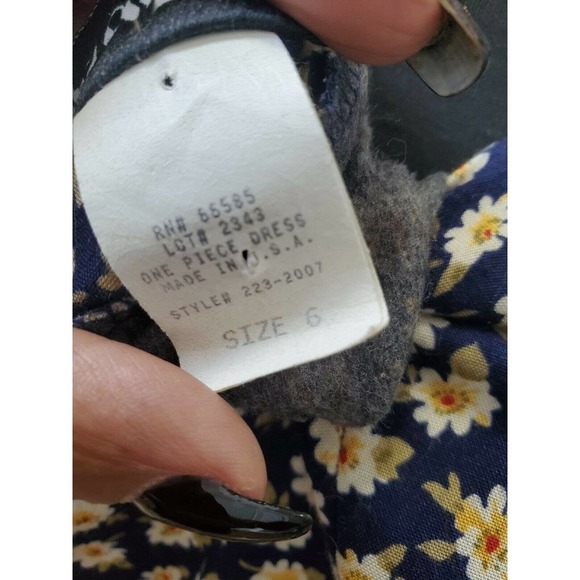 Vintage Perceptions Blue Floral Square Neck Short Sleeve Long Maxi Dress Size 6 - Picture 9 of 10